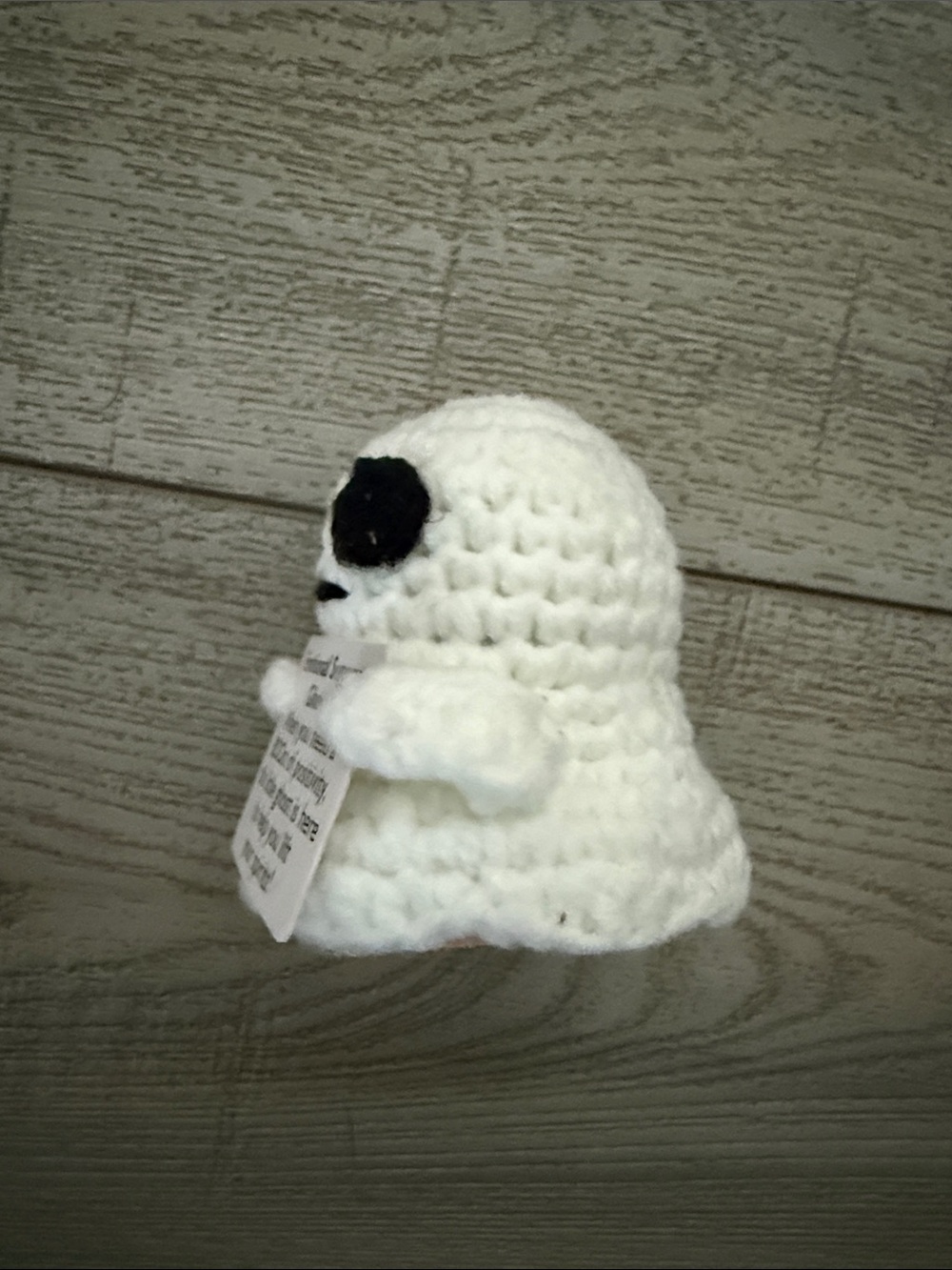 Handmade White Crochet Emotional Support Ghost Plush - Picture 3 of 3